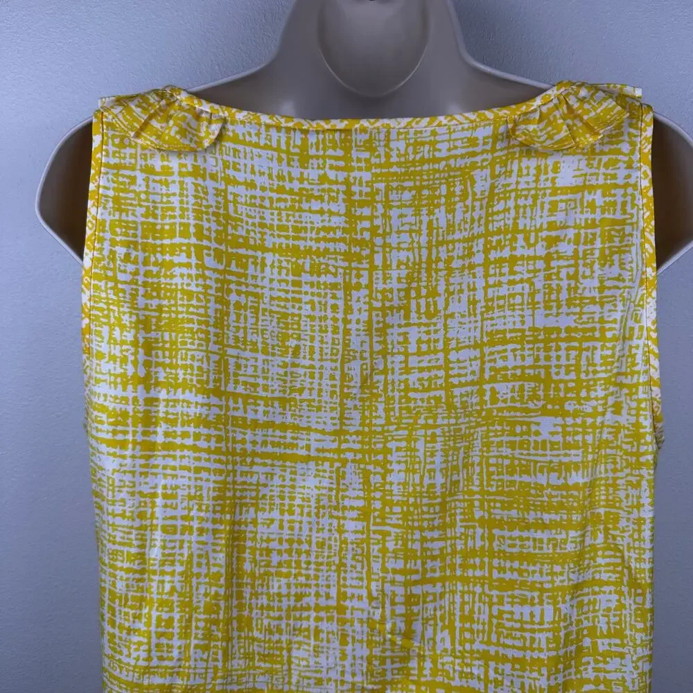 Kate Spade Maddie Silk Blouse Top Ruffled Sleeveless Geometric Preppy Yellow 8